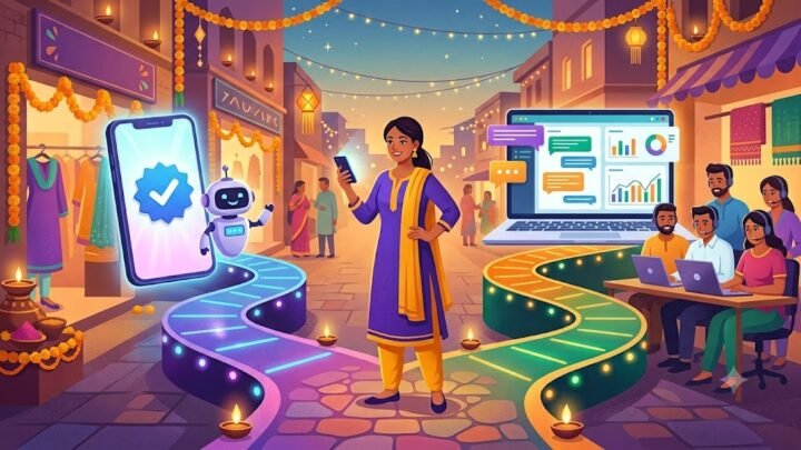 Indian shop owner deciding between Meta One and a WhatsApp automation platform
